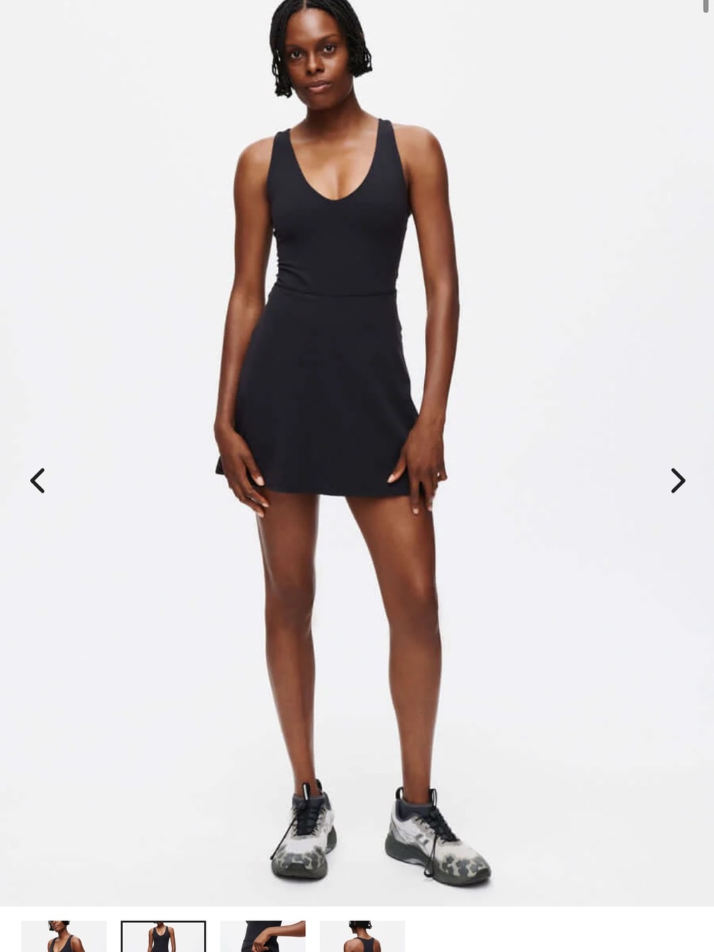 Outdoor Voices Volley Dress- Black Scoop-Neck A-Line Mini Dress Size L